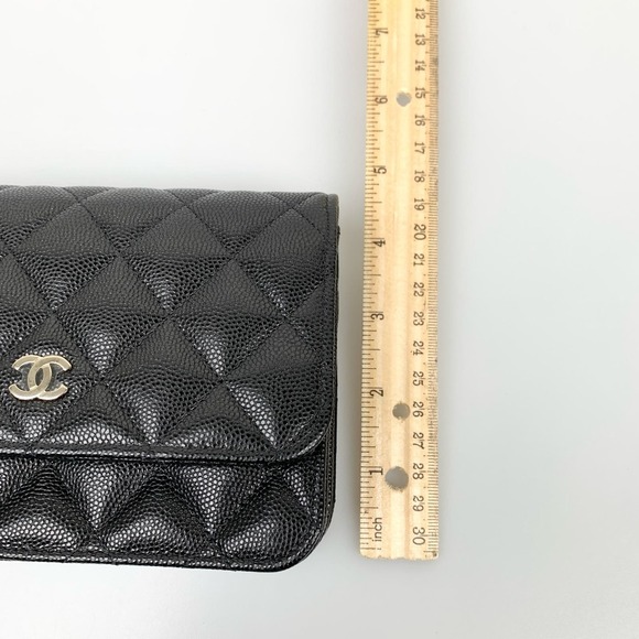 NIB Chanel Black Mini Caviar Wallet On Chain WOC - Picture 15 of 16